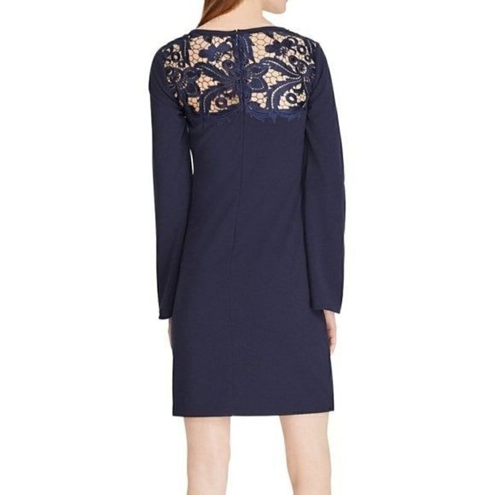 Lauren Ralph Lauren Lace Yoke Navy dress,  Size 2 - Picture 2 of 11